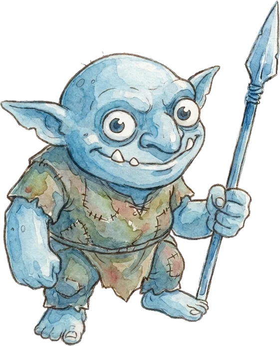 The same grunt redrawn in blue as a footman